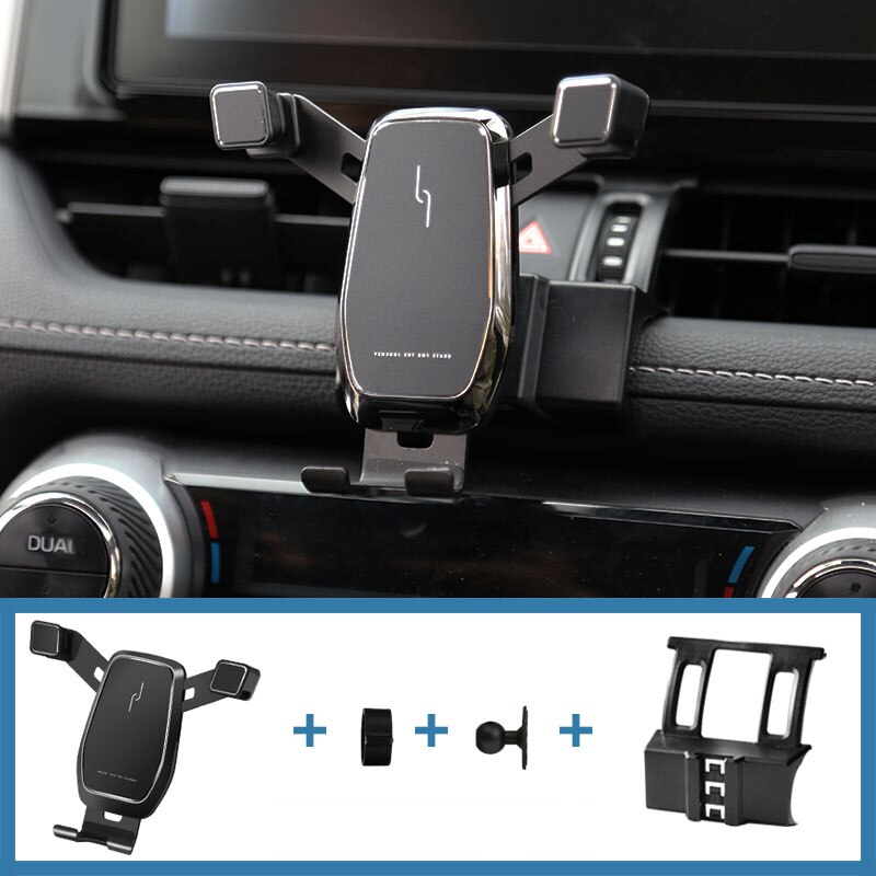 For Toyota RAV4 RAV 4 Car Phone Holder Mount Gravity GPS Wireless Charging Stand Air Vent Mount Fit Smartphone 4.0~6.0inch: C Black