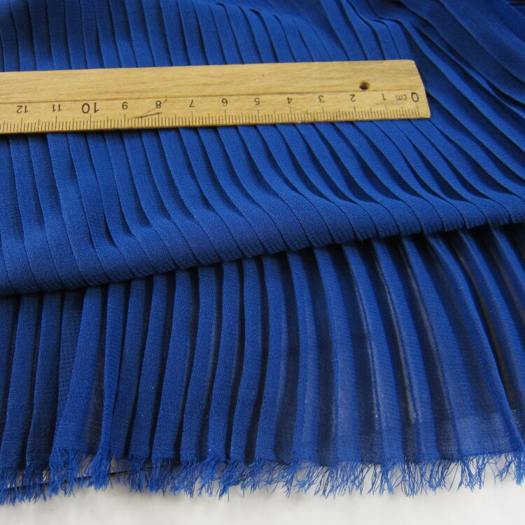 3 Meters 150CM 59" Wide royal blue Ruffled Pleated Chiffon Fabric Solid Dress Clothes Materials LX84 1/0.5