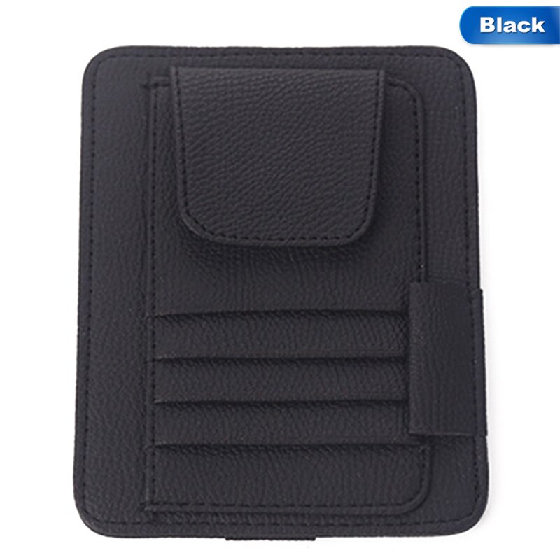 Visière pare-soleil de voiture avec porte-carte | Anti-éblouissement, outils Anti-éblouissement, lunettes multifonctions, stylo Clip en cuir PU, accessoires d'intérieur pour voitures: BK
