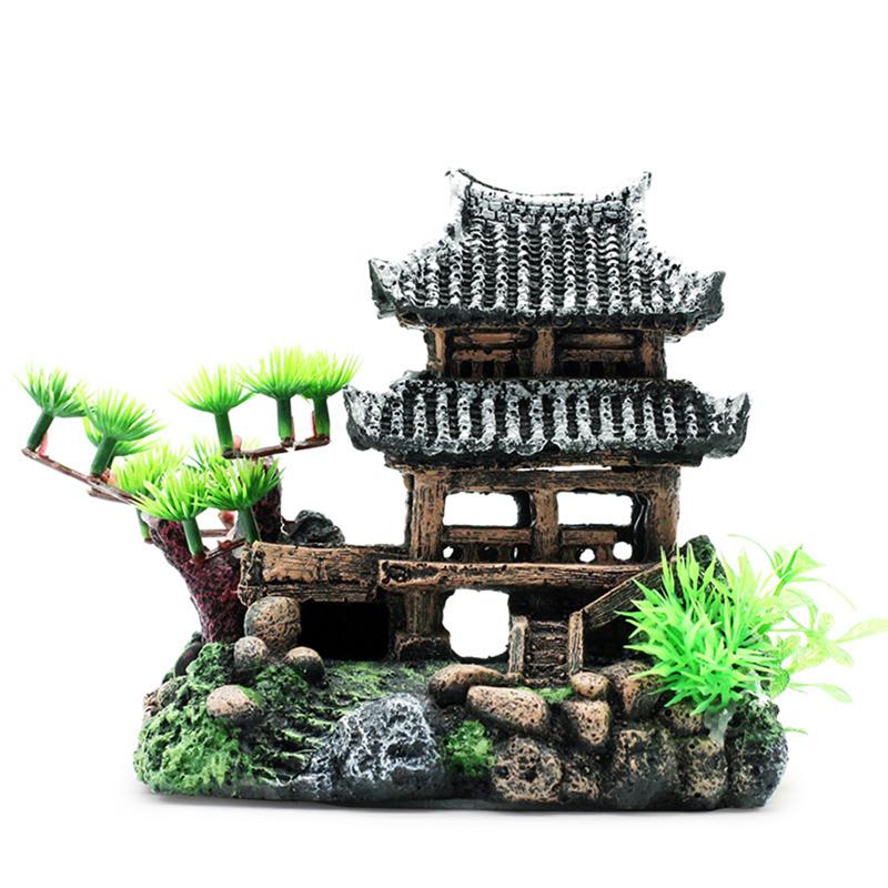 Kunstmatige heuvelhuisdecoratie, prachtige landschapskunstwerken van hars voor aquariumdecoratie-accessoires (gebouw)