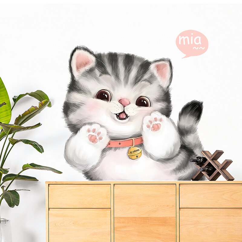 Cartoon wall stickers cute cat sticker bedroom decor girl room decoration self-adhesive home decor living room wall decor