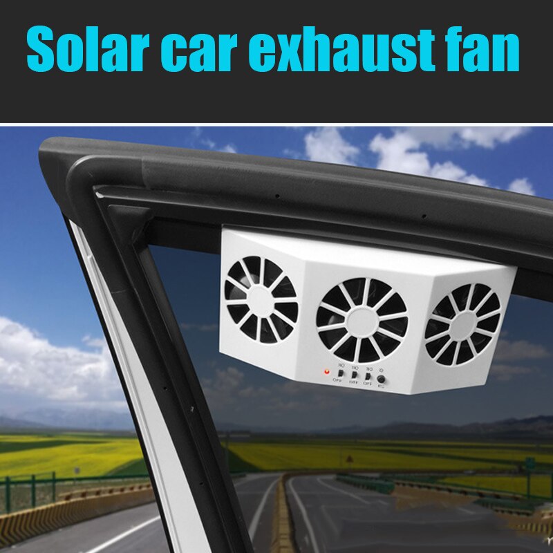 Zonne-energie Auto Window Air Vent Ventilator Driekoppige Fan Clear Auto Geur Elektrische Apparaten CSL2018