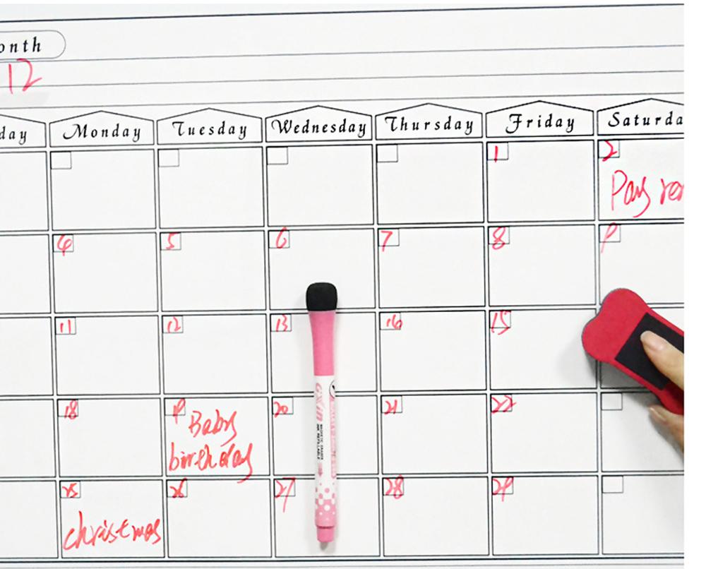 Yibai  a3 whiteboard månedsplanlægger magnetisk opslagstavle køkken daglig fleksible opslagstavler køleskab tegnekalender