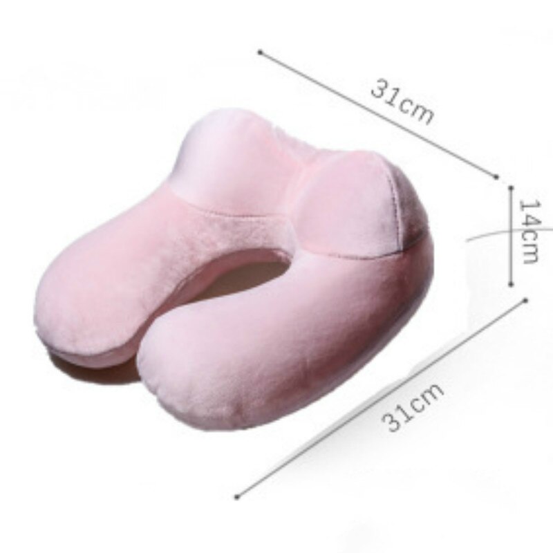 U-vorm Reizen Kussen Voor Vliegtuig Opblaasbaar Nekkussen Reizen Accessoires 4 Kleuren Comfortabele Kussens Voor Sleep Thuis Textiel: Pink