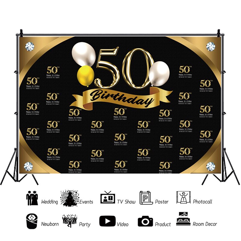 Décor de fond de fête d'anniversaire pour adulte, fournitures pour fête d'anniversaire de 30, 40, 50, 60 ans: G