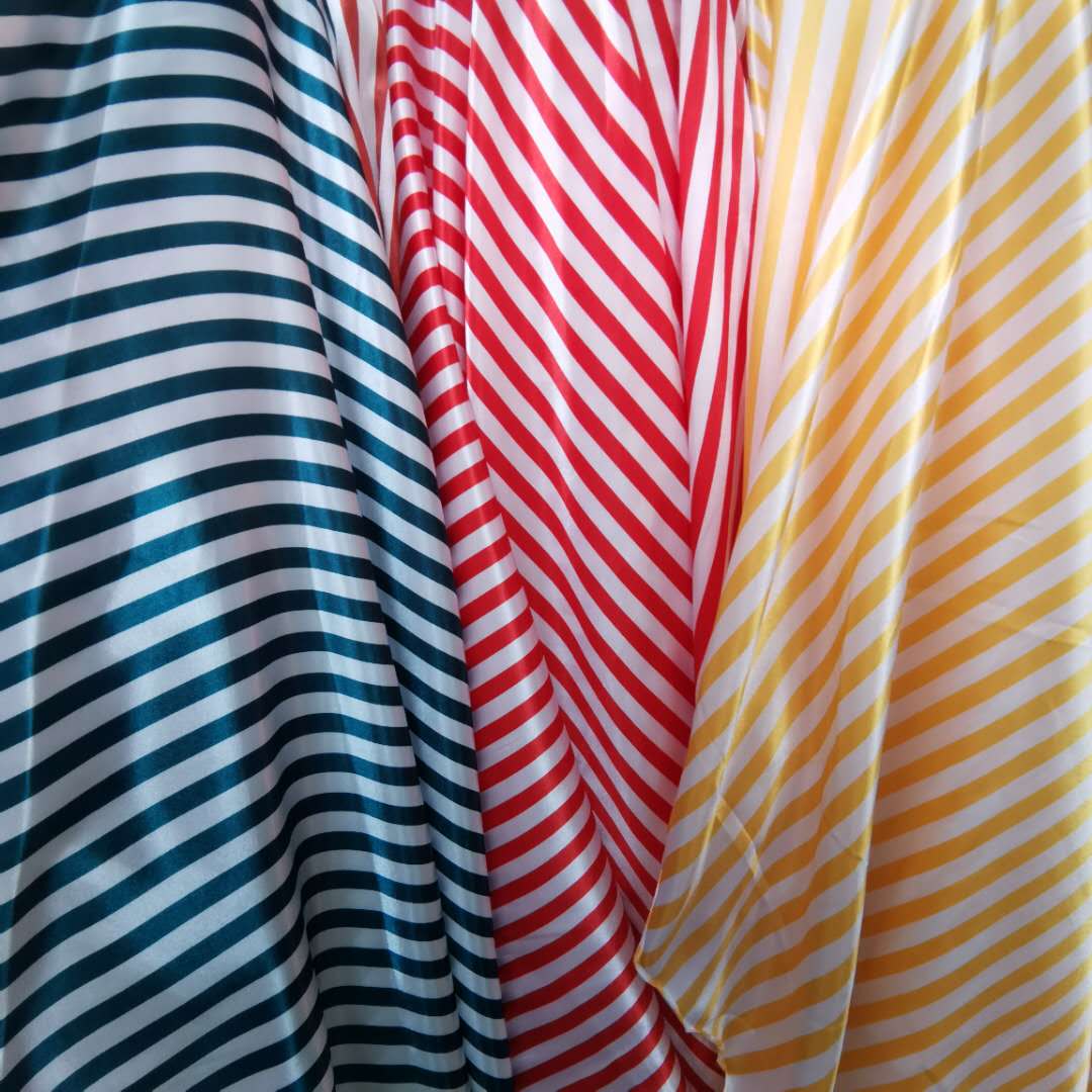 Bånd stribe blankt stof trykt charmeuse stof polyester tilda håndværk tørklæde materiale satin stoffer