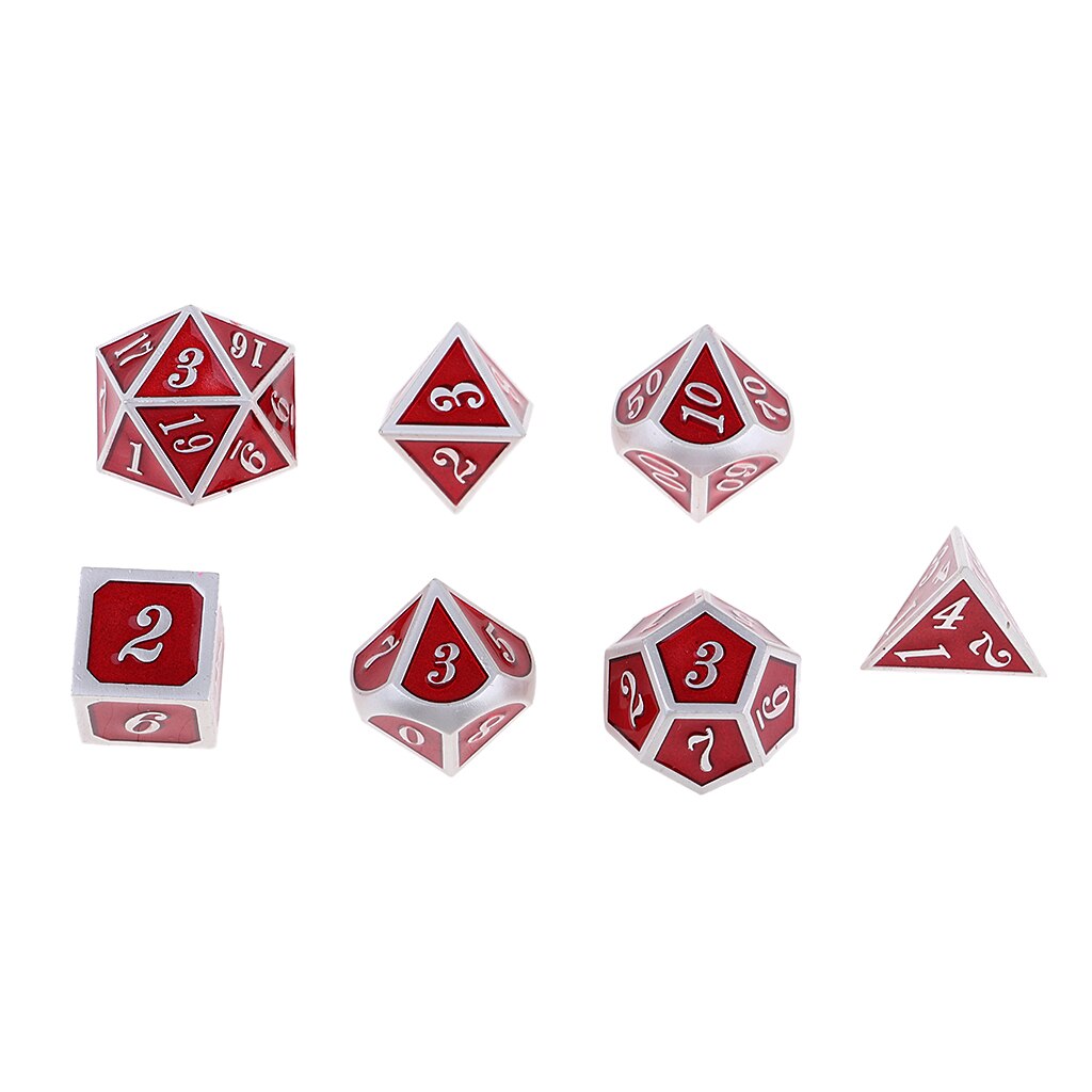 7 Pieces Multi-Sided Dice for DND RPG MTG Table Games: Red