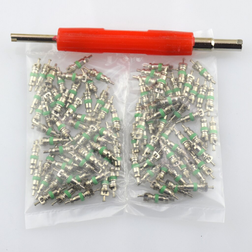 101pcs Car R12 A/C System Air Conditioner Schrader Valve Core With Tool Kit
