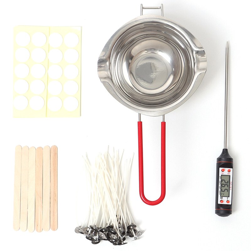 Candle Making Kit DIY Candles Craft Tools with Candle Make Pouring Pot and Spoon 50Pcs Candle Wicks and Candle Wicks Sticker