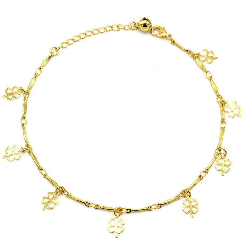 Anklets Gold Color Fortunate Four Leaf Clover Pendant Chain Anklet For Women Anklet/Girl Christmas