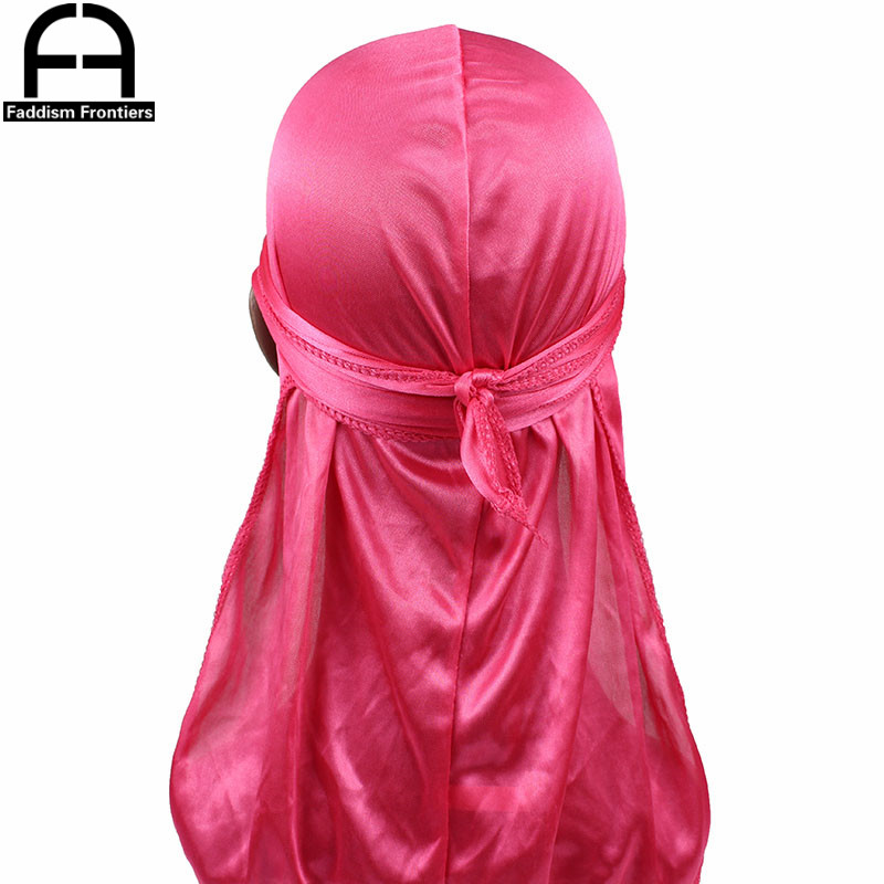 Unisex Women Men Silk Durag Turban Hat Wigs Biker Headwear Headband Hair Accessories Long Tail Straps Bandanas Silky Durags: Rose Red