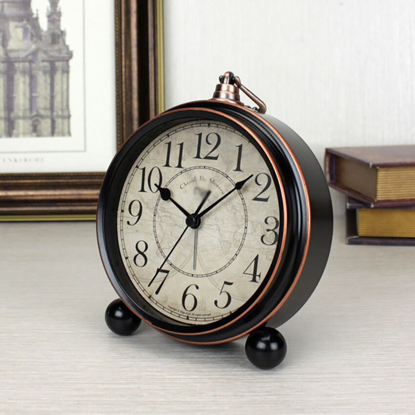 Retro Digital Alarm Clock Metal Children Bedside Alarm Clocks, Living Room Desktop Mute Clock Decoration Ornaments