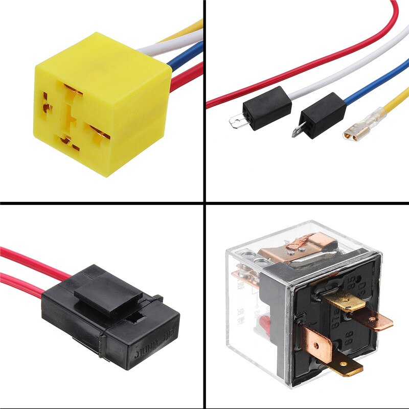 Universal Car Horn Harness Relay 12V Motorcycle Waterproof Relay 4 Pin Lamp Air Conditioner Socket Double Electric Shock