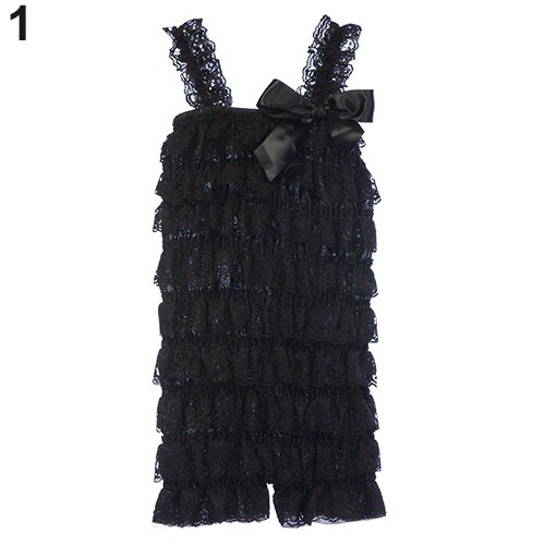 Girls' Lovely Cutie Bowknot Lace Ruffle Petti Toddler Baby Sling Romper Climb Jumpsuit: Black L