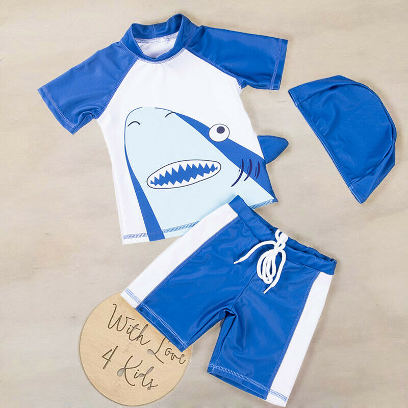 3Pcs Swimwear Kids Boy Swimming Costume Boy Swimsuit Kids Rash Guard Surfing Costume Beachwear Boys Clothes Set Bathing Suit