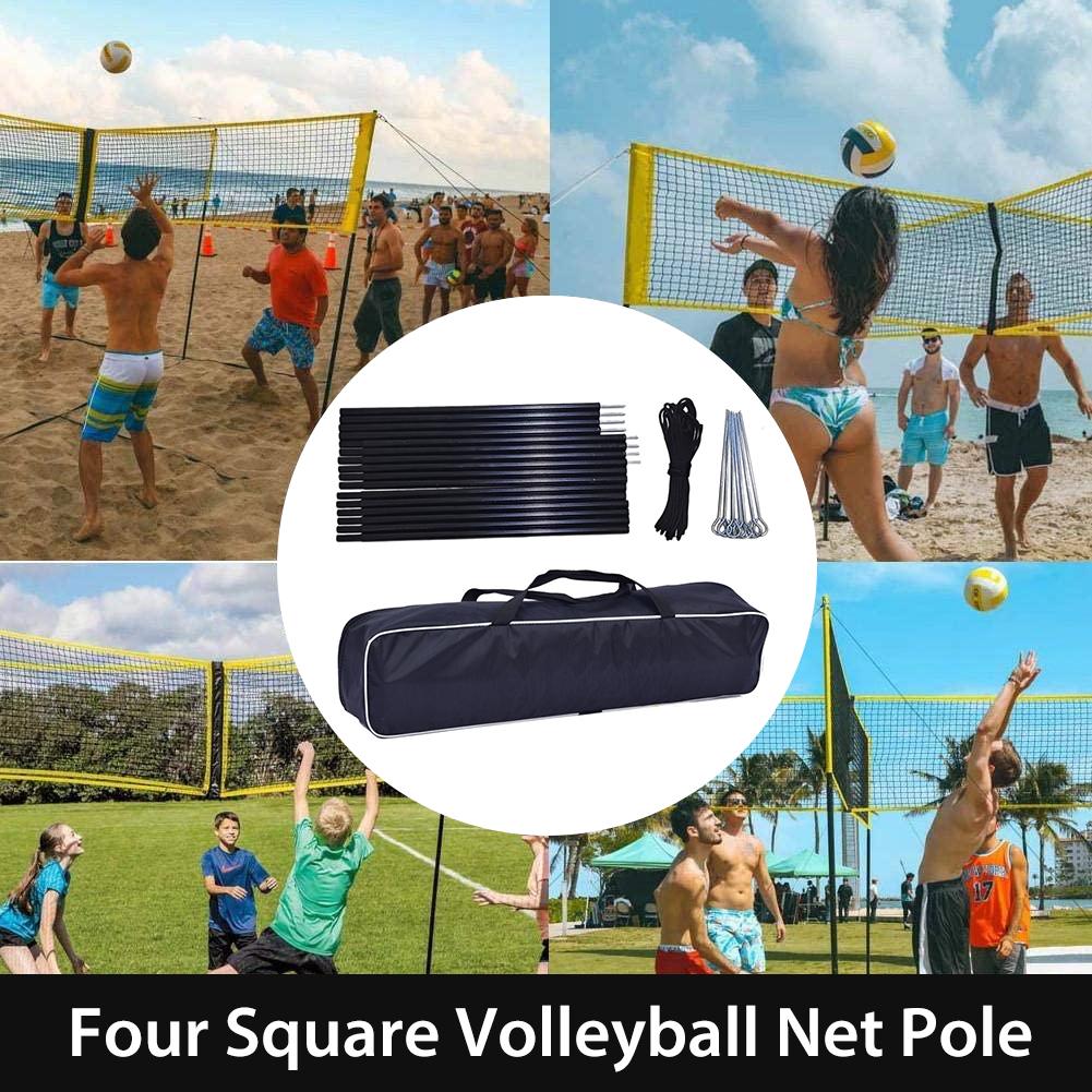 Adjustable Height Volleyball Net Bracket Set Outdoor Portable 4sided