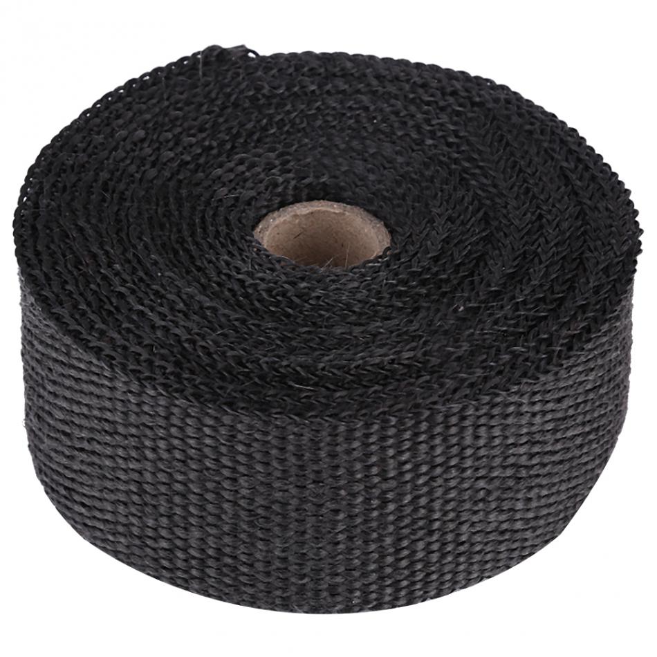16FT Length Black High Heat Insulation Exhaust Pipe Wrap Tape Cloth for Car Motorcycle Exhaust Pipe Wrap