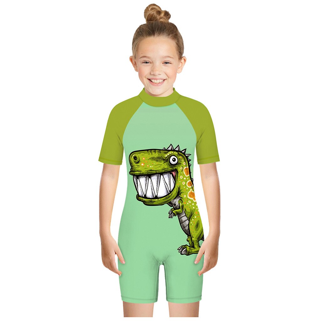 Tiener Kids Badmode Voor Meisjes Jongens 3d Print Cartoon Strand Een Stuk Badpak Badmode Cartoon Dinosaurus Print Kostuum Vetement