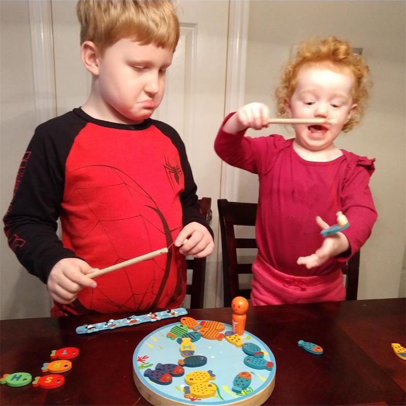 Magnetic Magnetic Wooden Fishing Game Toy for Toddlers - Alphabet Fish Catching Counting Preschool Board Games Toys for 2 3 4