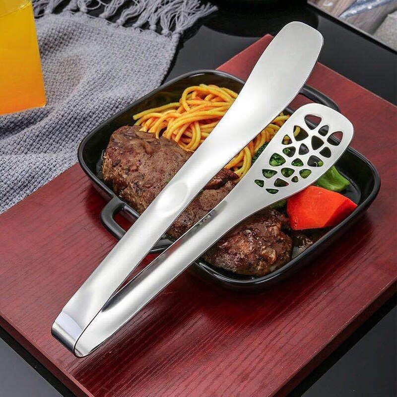 Rvs Eten Tang Hotel Huis Keuken Multifunctionele Anti-Brandwonden Brood Tang Steak Tang Buffet Tang: Default Title