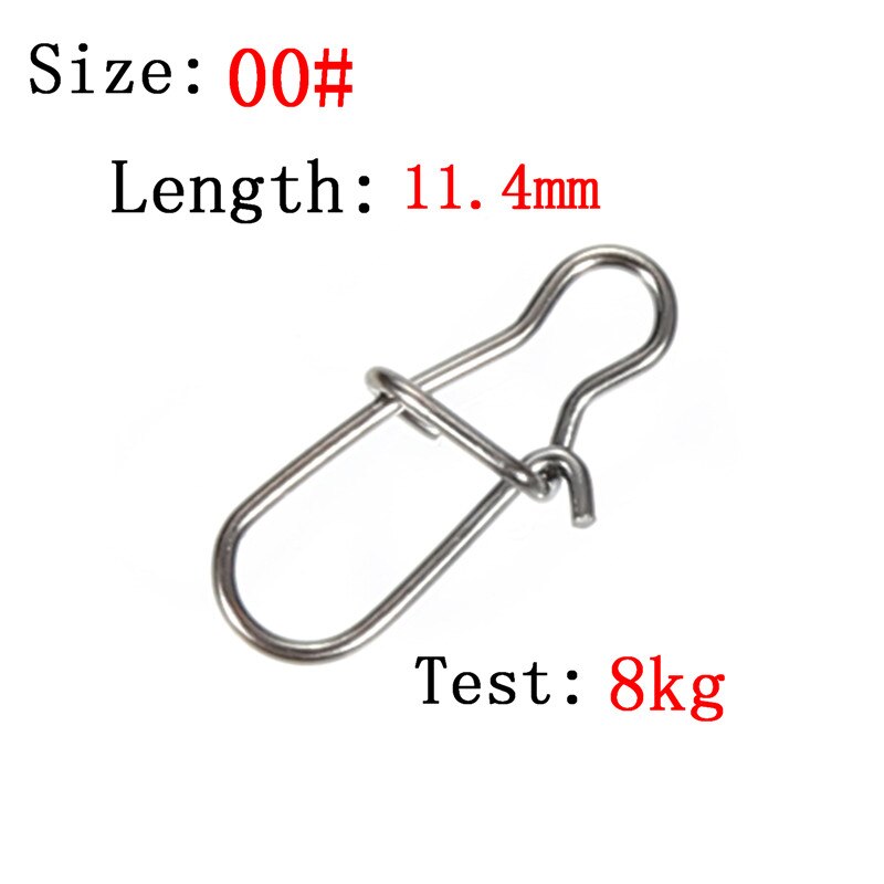 JOSHNESE 50pcs/lot Hook Lock Snap Swivel Solid Rings Safety Snaps Fishing Hooks Connector Stainless Steel: Size 00