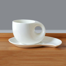 Plain white bone china coffee cup and saucer set, thin novelty cups, water , lean cup tea set, for office