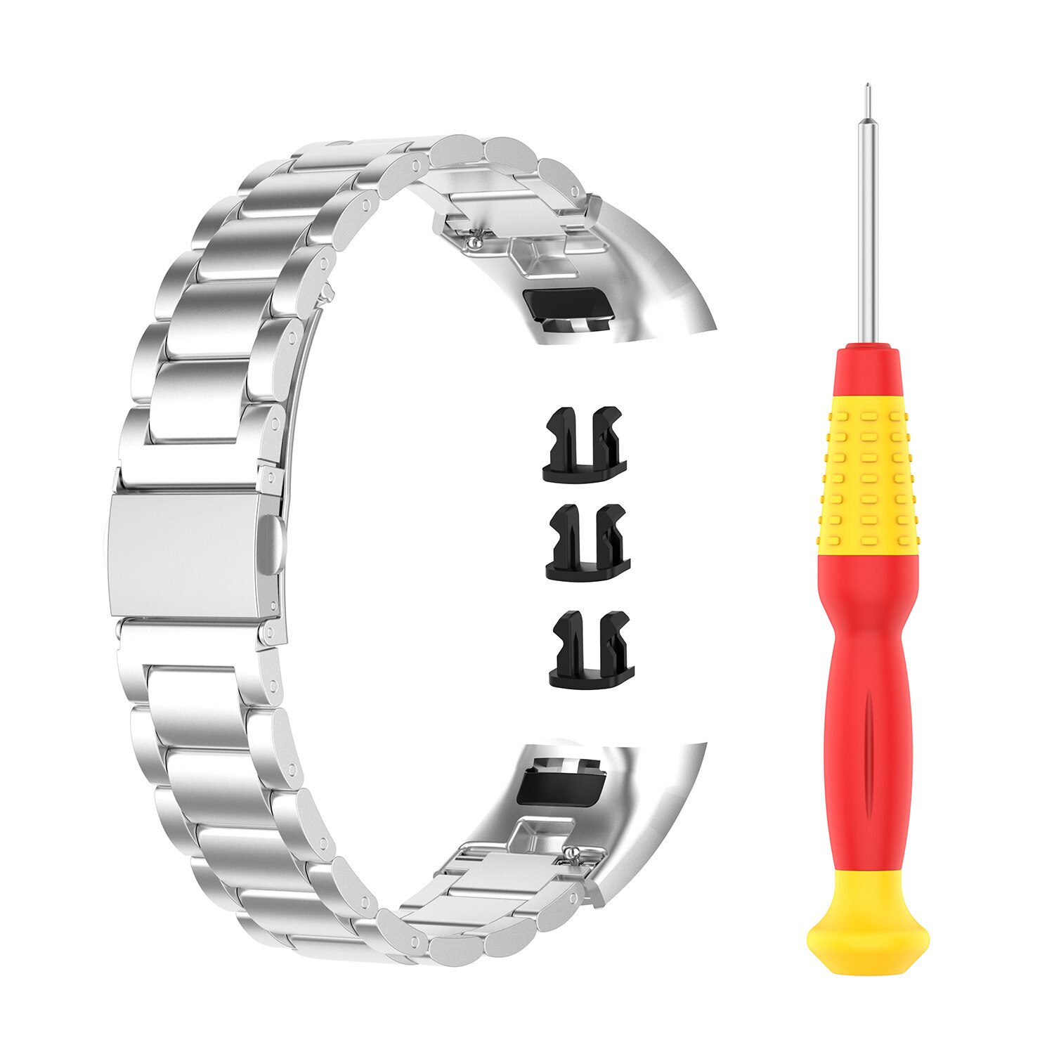 Pulsera ajustable de acero inoxidable para Honor Band 5 y Band 4 correas con correa de Metal sólido para Huawei con herramienta: Silver