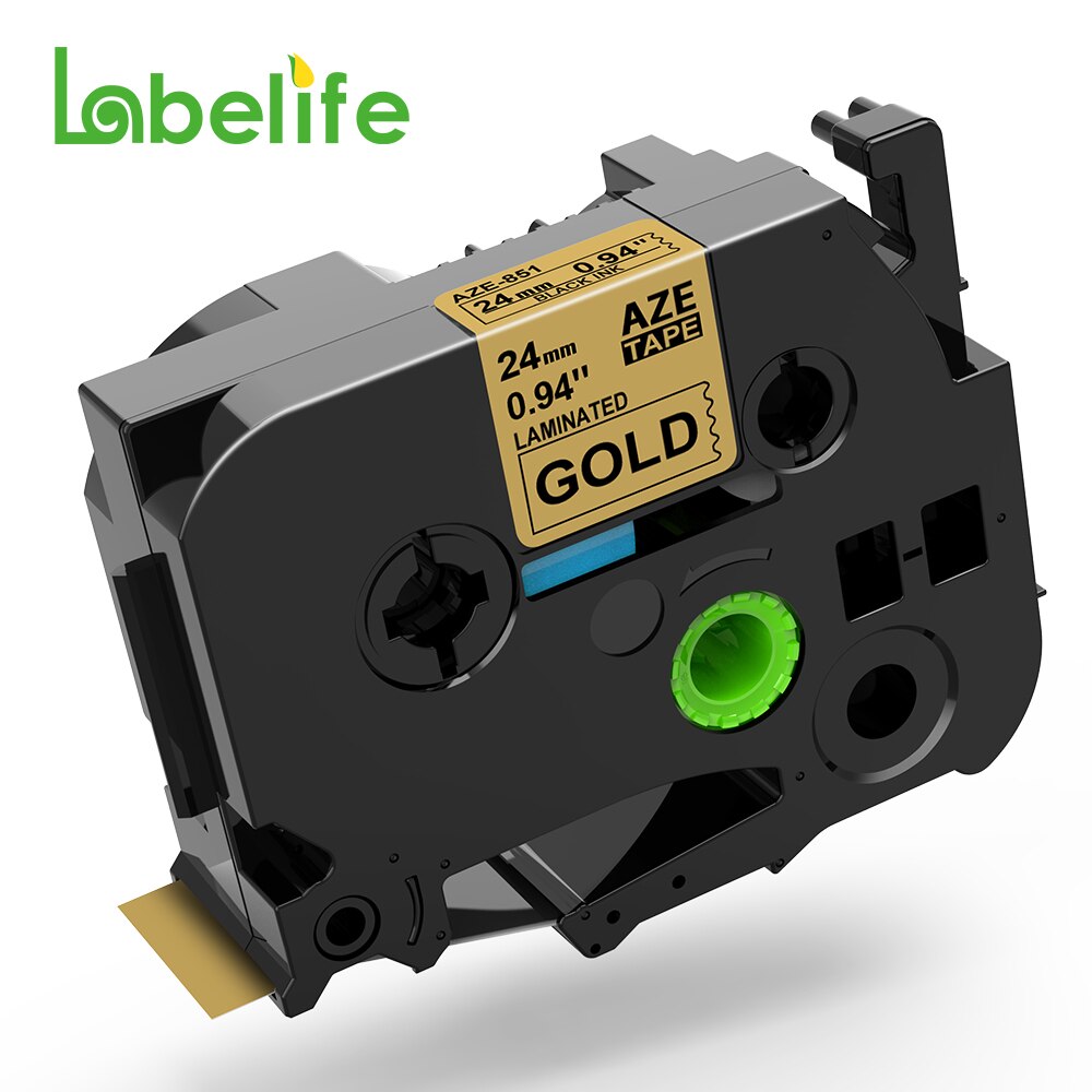 Mutiple Kleuren Compatibel Voor Brother P-Touch Label Tape 24Mm Zwart Op Wit Zwart Op Geel Label Printer tape Voor PTP700 710: Black on Gold