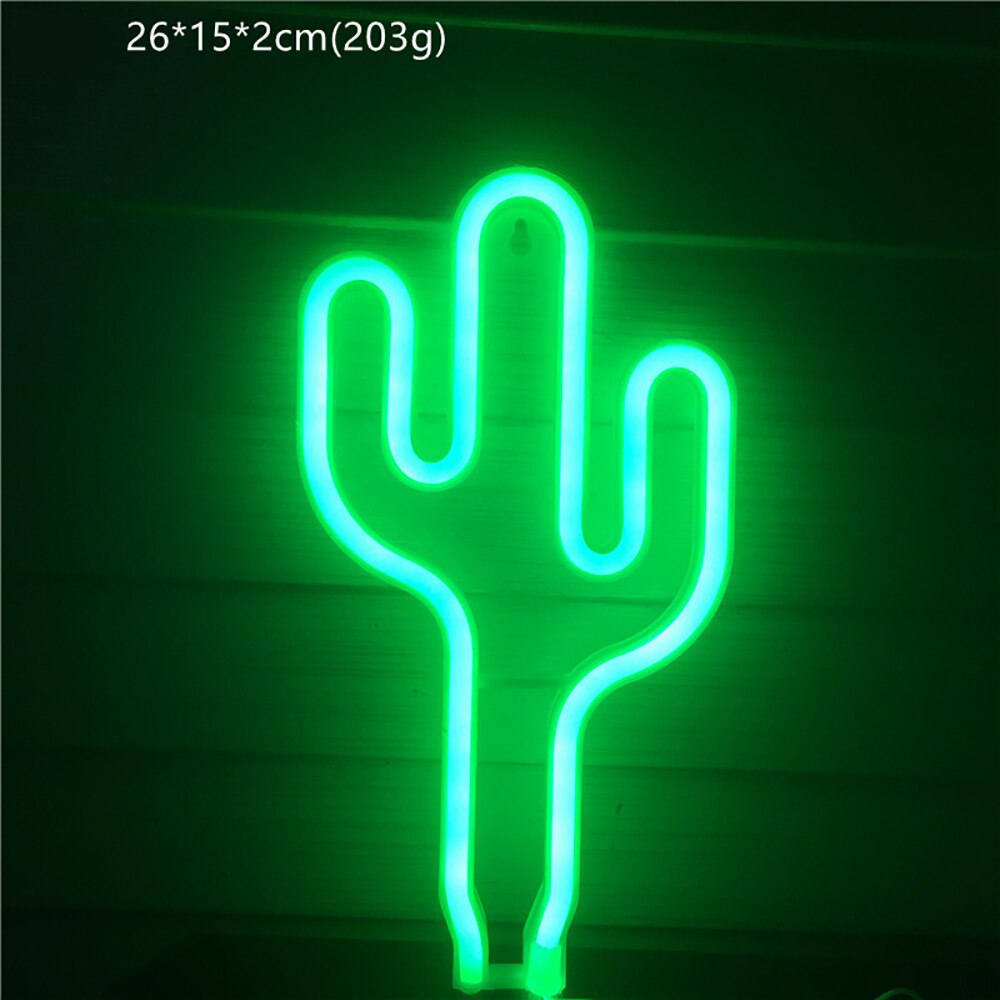Signe néon à Led avec batterie, alimenté par USB, cerise, ananas, rêve, pour chambre d&#39;enfant, fête, maison, Bar, décoration: Cactus