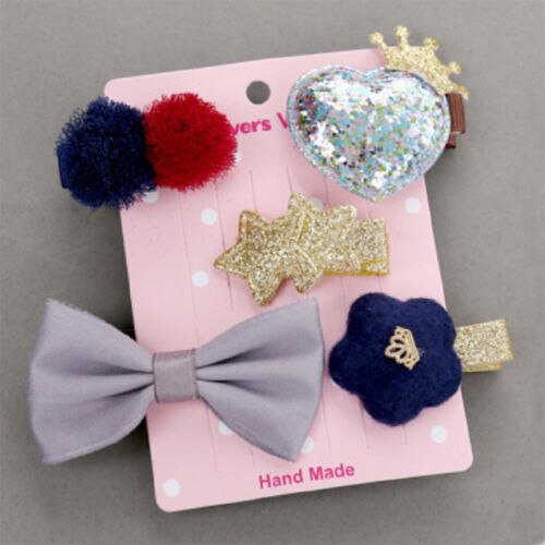 6pz/5pz Del bambino Tornante clip di Capelli Della Ragazza dell'arco Del Fiore mini Barrettes stella Bambini infante noi: nero