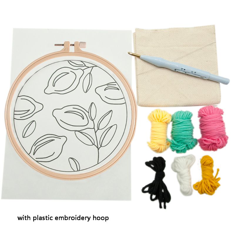 DIY Unfinished Embroidery Poked Kit Fruit Animal Punch Needle Cross Stitch Bag: L