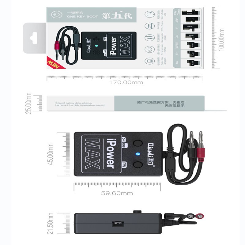 Qianli strømforsyning ipowermax testkabel til iphone xs max  x 8g 8p x 7g 7p 6s 6sp 6g 6p dc power control wire test line ipower