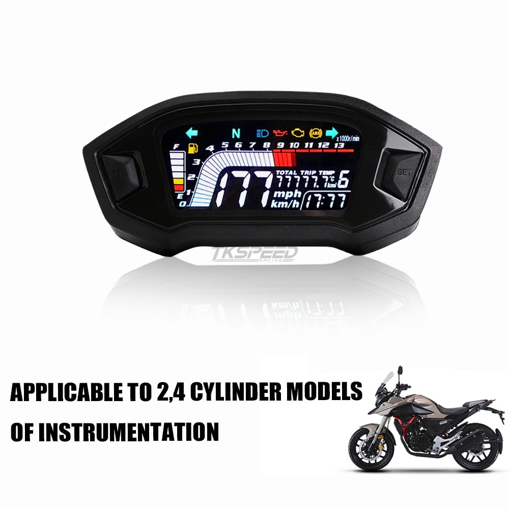 motorcycle LCD cylind for 1,2,4 cylinder ​speedometer 13000 RPM optional backlight digital odemeter Tachometer