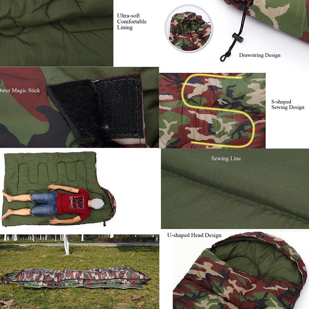 Outdoor Sleeping Bag Mountaineering Camping Sleeping Bag With Hat Air Cotton Sleeping Bag