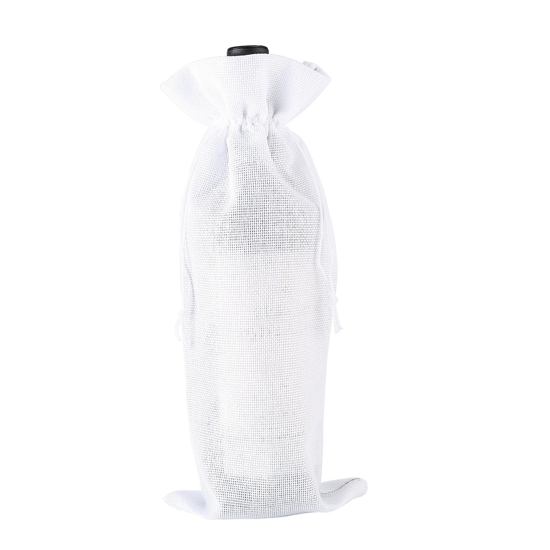 5pcs15x35cm Party Decoratie Wijnfles Tas Trekkoord Linnen Rode Wijn Bag Herbruikbare Verpakking Stofdicht Linnen Doek Zak: white