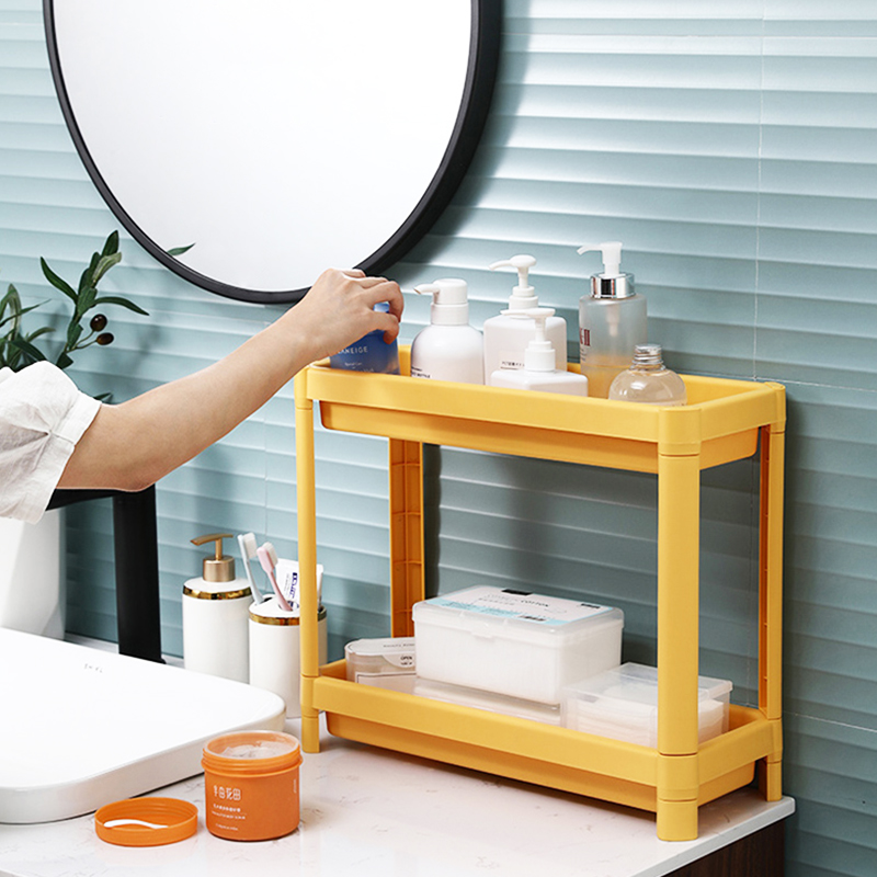 2/3/4 Tier Storage Shelf Plastic Subdries Rack Interspace Storage Racks Refrigerator Space Rack with Roller for Kitchen Bathroom