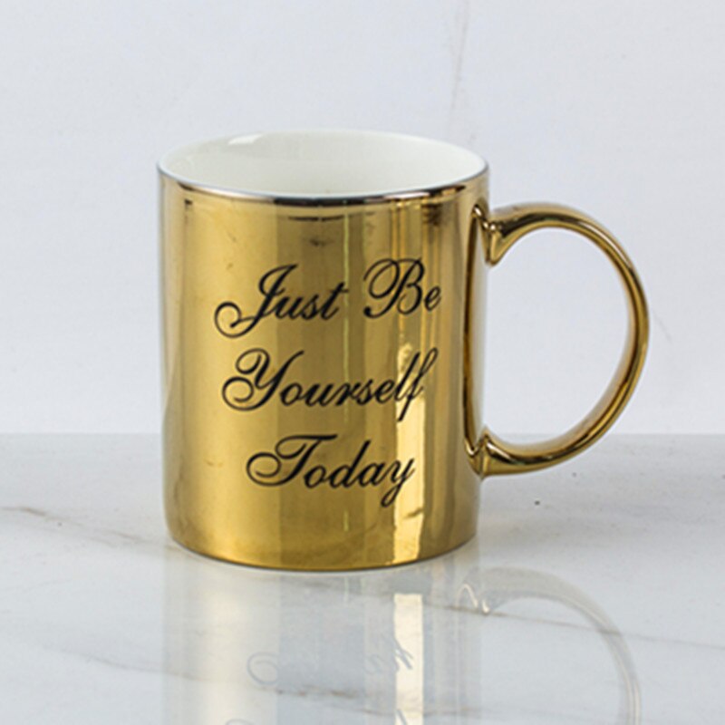 Luxus Gold Überzogene Keramik Porzellan Buchstaben Trinken Kaffee Tee Becher sammeln Kreative Reise Tasse Becher Heimat Dekor Nizza: Licht Gelb