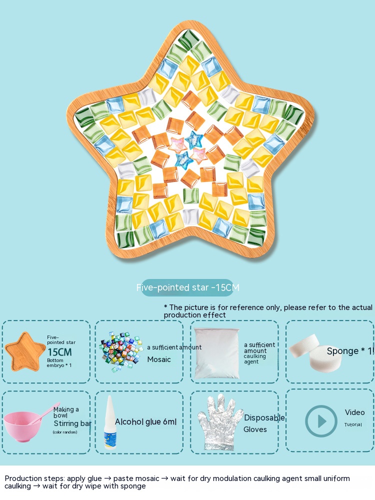 Posavasos de mosaico hecho a mano para niños, bandeja de madera para vajilla, tapete para tazas, artesanía, fácil de hacer, de Navidad: Azul