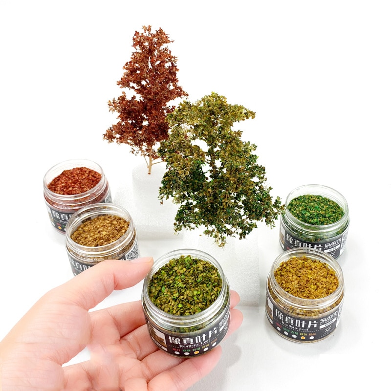 Model Gesimuleerde Miniatuur Boom Fallen Leaves Trein Bos Scène Diy Plant Landschap Multi-Schaal
