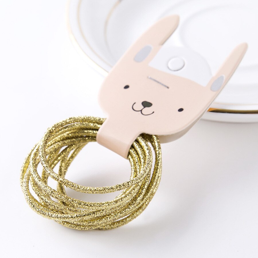 Bandes de caoutchouc en fil d'or pour filles | 10 pièces, couleurs bonbons, Nylon, bande élastique pour enfants, accessoires de cheveux, pour enfants, longue: Or
