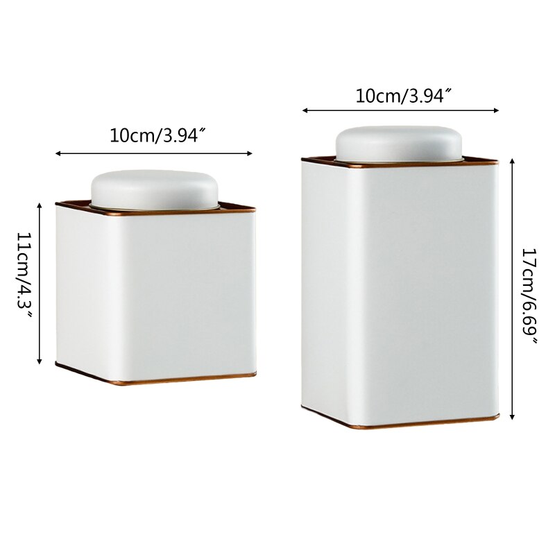 Metal Tinplate Box Square Tea Jar Container Green Tea Storage Box Cans for Food Coffee Herb Candy Chocolate Sugar Spices M21 22