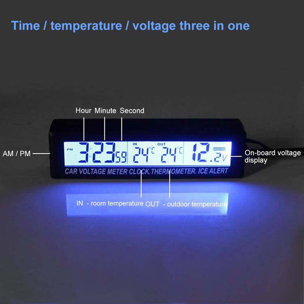 LED Wecker Digitale Tisch Uhr Auto Elektronische Große Zeit Temperatur Fahrzeug Spannung Alarm Anzeige