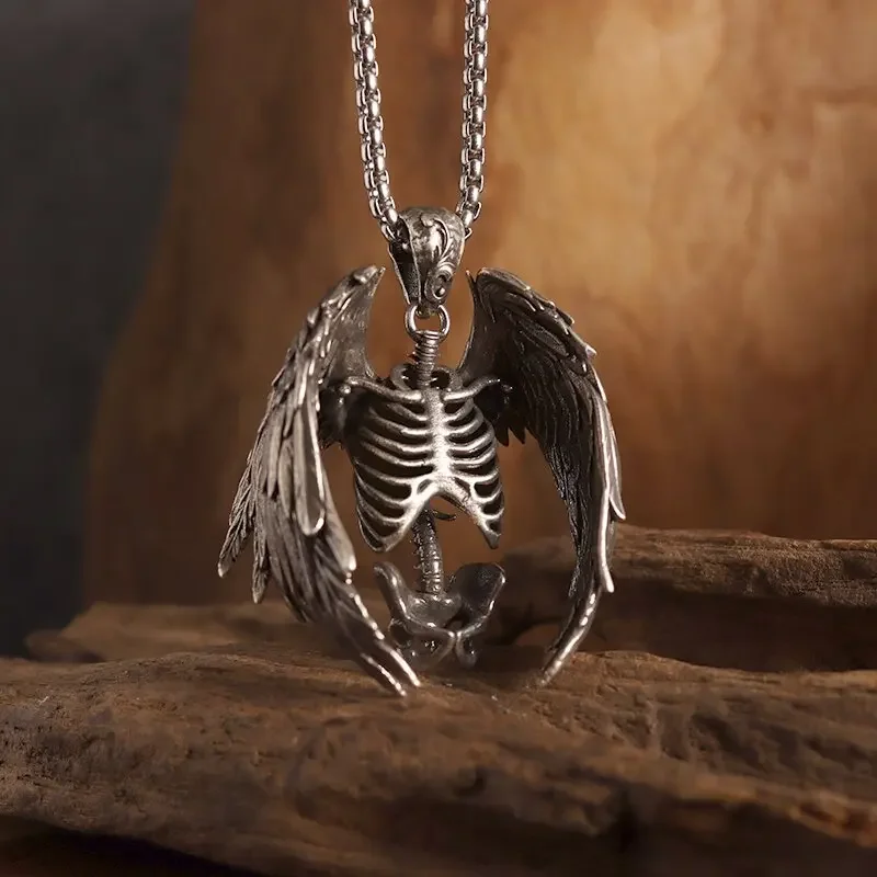 Colgante de calavera de cautiverio Chapado en plata, collar de motociclista Punk Rock para hombre, accesorio de joyería gótica de Halloween
