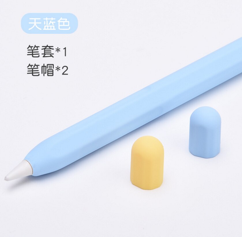 Protective Safety Case For Apple Pencil 2 Anti-lost Anti-Shock Silicone Sleeve Cover For Ipad Tablet Touch Pencil 2 Kits: Blue