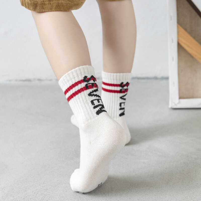 5 Paren/partij Kids Sokken Herfst Winter Baby Katoen Warme Dikke Sportsokken Mode Brief Kinderen Sokken Cool Jongens Sokken