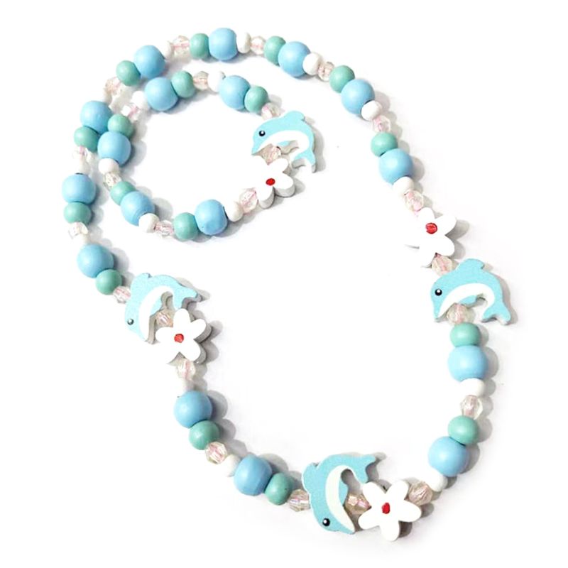 1 set kinderen mix kleur houten kralen ketting armband meisjes prinses sieraden: 4