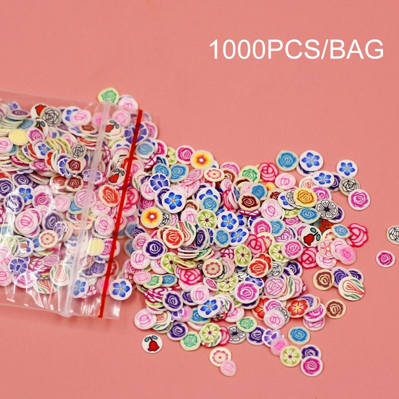 1000 stk/pose gør-det-selv krystal mudder tilbehør legetøj til børn piges gør-det-selv nail art skønhed tilbehør barn foregive frugt skiver legetøj: Burgunder