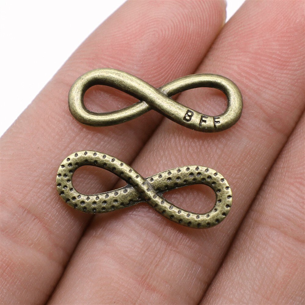 WYSIWYG 25 pz/lotto di Fascini del Connettore Bff Simbolo di Infinito 8x24mm Argento Antico di Colore Per Monili Che Fanno Gioielli FAI DA TE accessori