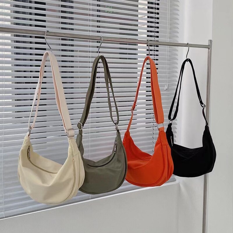 Bolsa feminina de algodão-poliéster com zíper, bolsa estilo escolar japonesa para mulheres, bolsa de ombro crossbody para jovens, em oferta