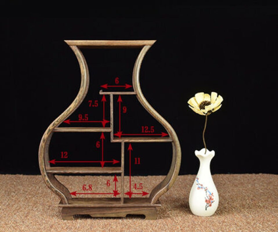Mf0176--  ji chi trä stativ /hylla för snusar eller netsuke eller curios antik displayram: F